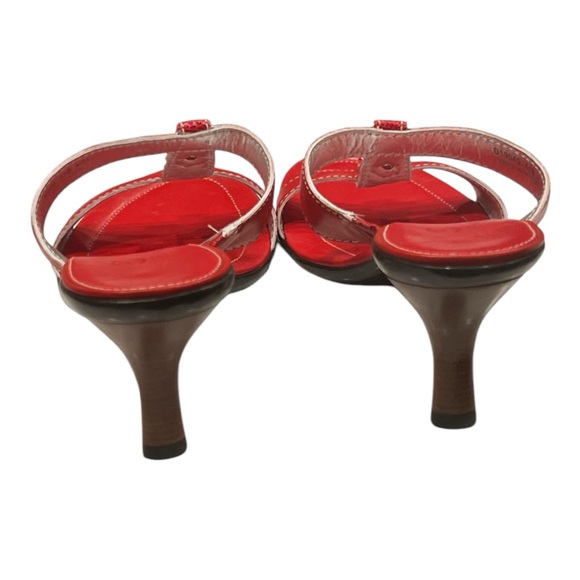 Cole Haan Red Leather Double T Strap Open Toe Kitten Heels Size 11. NWOT - Picture 4 of 5